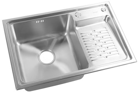 Topyond Aufsatzwaschbecken aus Edelstahl 304, Einbauwaschbecken, Einzelbeckenbecken mit Waschbrett, Wäschewaschbecken für Waschküche