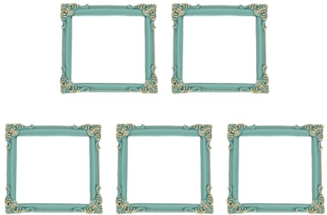 sourcing map 5 Pcs Vintage Resin Picture Frames, 3.4'' x 3.4'' Mini Picture Frames Oval Rectangle Wall Hanging Frames Display Frame Photo Holder for Home Wall Jewelry Display Hotel Decor, Green