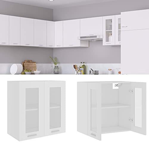 Myheimly Küchenschrank,Unterschrank Küche, Küchenmöbel, Küchenzeile,Standschrank Küche,Wandschränke,Aufbewahrungsschrank Hängeglasschrank Weiß 60x31x60 cm Holzwerkstoff
