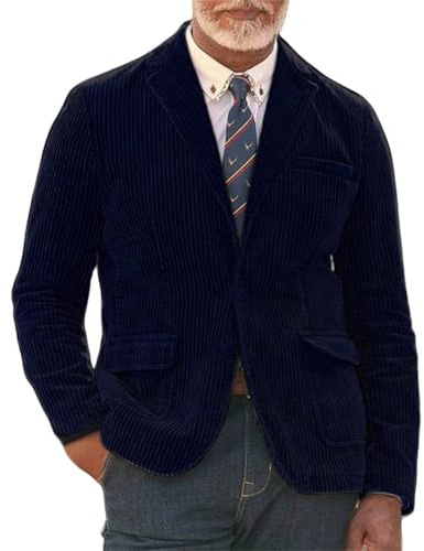 Blazer da uomo in velluto a coste - Giacca da completo casual vintage slim fit - Cappotto da ufficio retrò morbido e confortevole per uomo - Blazer quotidiano leggero monopetto - Giacca classica