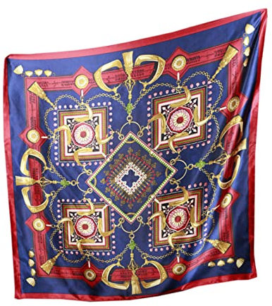 OATIPHO Sonnenschutzschal Seidenschal Mit Modischem Druckmuster Atmungsaktiv Und Angenehm Der Haut Kühl Für Sommer Stilvolles Design in Marineblau Und Rot