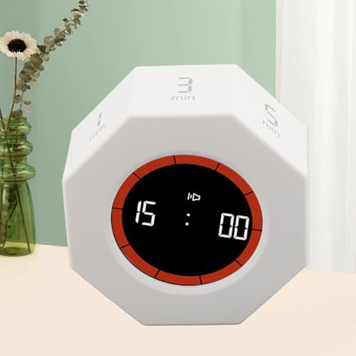 Pomodoro-Timer, Sechseck-Flip-Timer, Schreibtisch-Produktivitäts-Würfel-Timer mit 1 3 5 15 30 60 90-Minuten-Voreinstellungen, Zeitmanagement für Kochen Im Klassenzimmer, Lernen