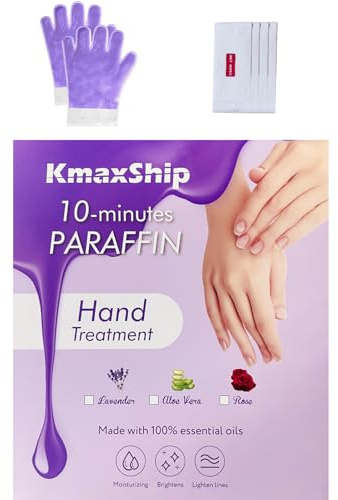 KmaxShip Tratamiento de manos de parafina de 10 minutos, guantes de tratamiento de spa de cera de manos en casa, lavanda, un par