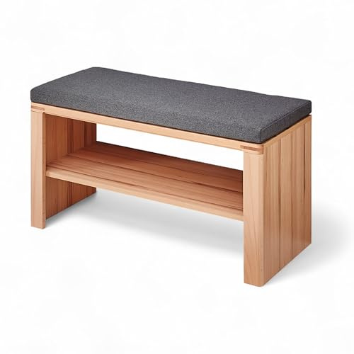 Nature ONE Garderobenschrank mit Spiegel Kernbuche 74 x 201 x 40 cm (B/H/T) | Teilmassiver Flurgarderobenschrank im Kernbuche Dekor, FSC-zertifiziert, mit Metallgriffen und viel Stauraum