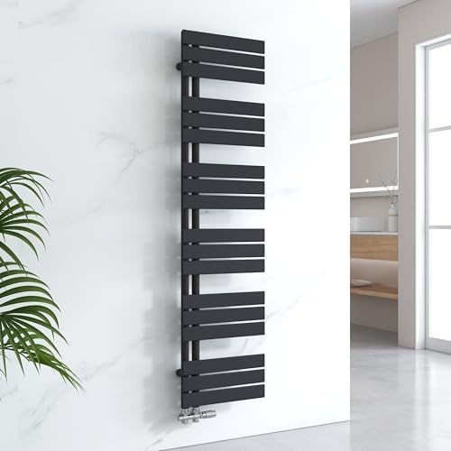 EMKE Scaldasalviette ad Acqua Calda, 1599x400 mm, Nero, 684 W | Termoarredo da Parete,Porta Salviette Riscaldato, Facile Installazione, Design Moderno