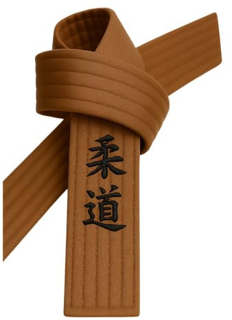 TEKKA BUDO Judogürtel Braun bestickt - Judo Schriftzeichen jananisch - Braungurt mit Kanji Bestickung