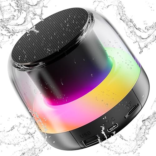 Portable Bluetooth Speaker, New Wireless Speaker Bluetooth 5.3 with RGB LED Light, Dual Pairing, HiFi Stereo Sound, TF Card Support, Mini Portable Speakers for Travel, Outdoor, Party, Beach, Black