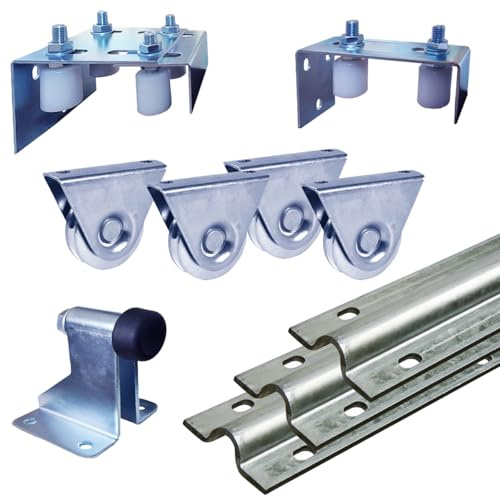 Sliding Door Hardware | Complete Sliding Gate Kit Sliding Tracks, Castors, Wheels, Rollers, Guide, Stopper | Up to 4.5metre 800KG Load Capacity