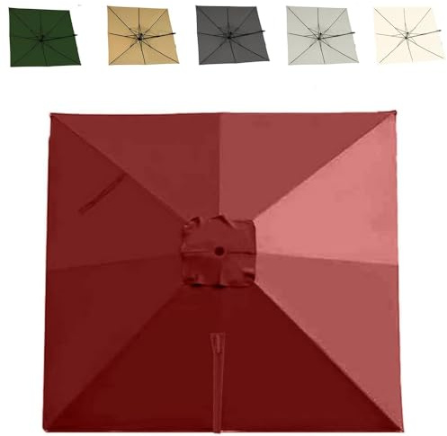 ZYXQQJ 3x4m Rettangolo Ombrello Baldacchino Telo di Ricambio 8 Stecche Copertura Superiore di Ricambio per Ombrellone A Sbalzo(Burgundy,3x3m/9.8x9.8ft)