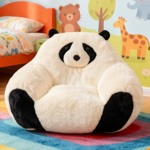 YKVIQBY Bean Bag Chair for Kids, Small Bean Bag Couch with Filler, Ultra Soft Faux Fur Floor Sofa for Boys and Girls, Stuffed Lazy Sofa for Bedroom Dorm Reading, Beige