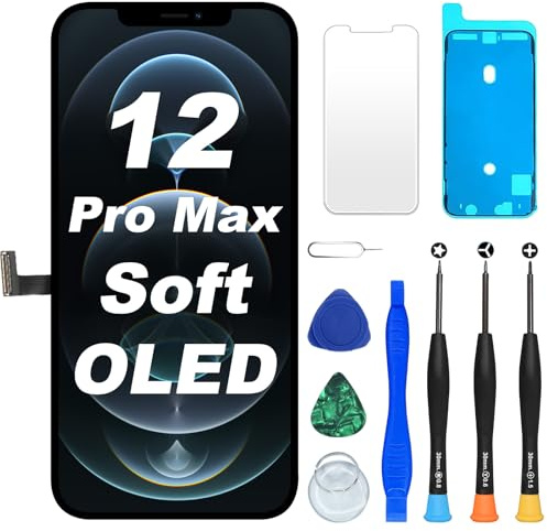 DIGI4U Écran pour iPhone 12 Pro Max Soft OLED, 6,7 Pouces FHD True Tone Display Face ID Écran Tactile 3D de Remplacement pour iPhone 12 Pro Max avec kit de réparation
