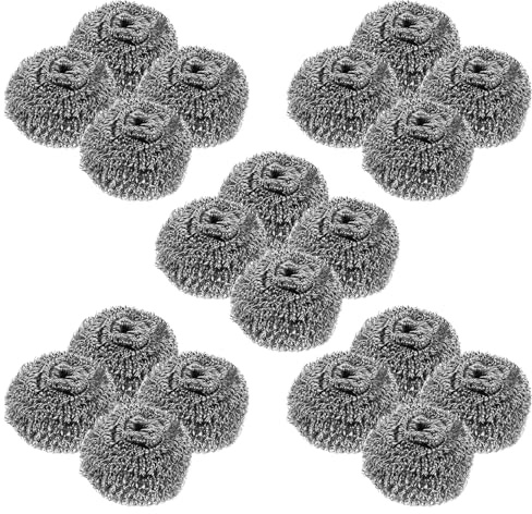 Anneome 20Pcs Stainless Steel Scrubbers for Kitchen Cleaning – Heavy-Duty Metal Wire Dishwashing Scrubbers for Pots and Pans – Sturdy Steel Wool Scrubbing Balls for Tough Grease Removal