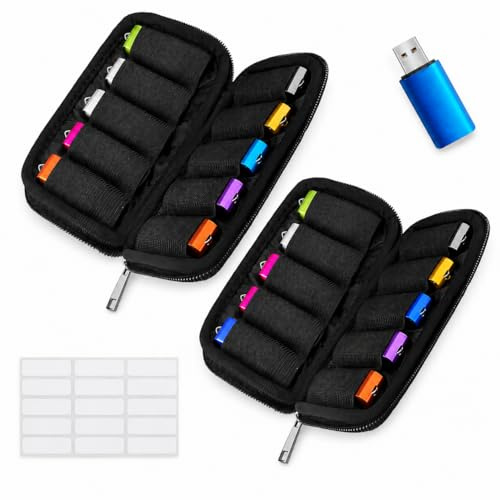 2PCS Sac de Rangement pour Clé USB, Sac De Rangement Pour Clé USB En Fermeture Eclair, Étui De Rangement C-lé U-SB Compact Et Protecteur Pour Organisation Et Transport Sécurisé Des Supports U-SB