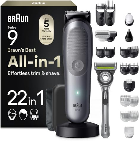 Braun Series 9 All-in-One Grooming Kit for Men, 22-Piece, Grey, AIO9545