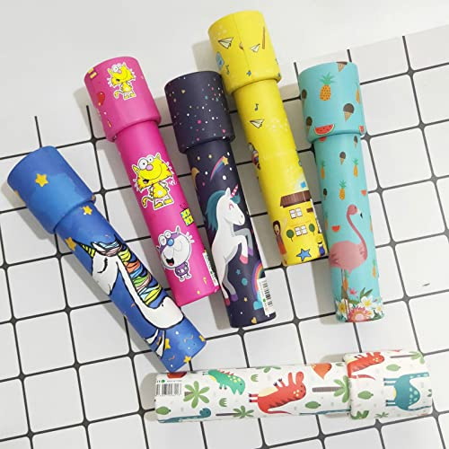 FTVOGUE 12 ST Kalejdoskop, Färgglad Pedagogisk Leksaksset med Tecknade Djurtryck för Barn, Perfekt Födelsedagspresent, 14,5 Cm Papperskalejdoskop