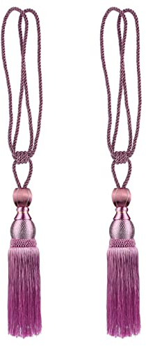 Andux Cortina Tie Back Tassel Cuerda Tiebacks para la decoración del hogar 1 par CLGQ-02 (Púrpura)