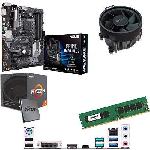 Components4All AMD Ryzen 5 2600X 3.6GHz (Turbo 4.2GHz) Six Core Twelve Thread CPU, ASUS PRIME B450-Plus Motherboard & 4GB 2133MHz Crucial DDR4 RAM Pre-Built Bundle