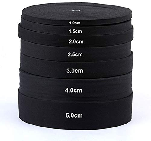 Egurs 100 Meter/roll Baumwollband Baumwollkordel Schrägband Dekoband Kein Fischgrätenmuster 100% Baumwoll Gurtband Baumwollgewebe Schwarz 2.5cm