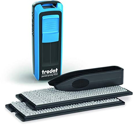 Trodat Pocket Printy 9512 Typomatic – Stempel mit Buchstaben zum Selber Setzen, 4-Zeilig, 47 x 18 mm