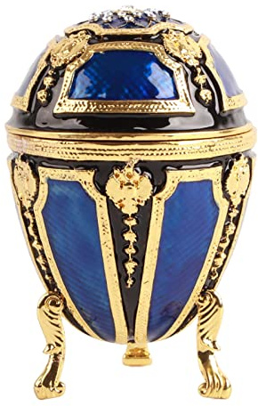 Hztyyier 4.1inch Egg Trinket Box, Egg Shaped Schmuckschatulle Scharnier Emaille Schmuckschatulle Sammlerfigurenschachteln