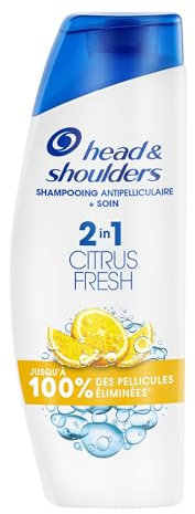 Head & Shoulders Citrus Fresh 2 en 1 Shampoing Antipelliculaire, Cheveux Gras, 300ml. Jusqu'à 100% des Pellicules Éliminées, Cliniquement Prouvé. Usage Quotidien. Rafraîchissant, Parfum Citron