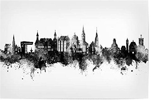 artboxONE Poster 150x100 cm Städte Aachen Germany Skyline Black - Bild Aachen blackandwhite City