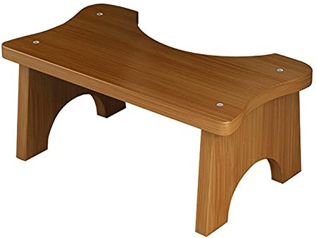 POHOVE Bamboo Toilet Stool, Squatting Toilet Stool, Squat Footrest, 7inch Height Wood Bathroom Step Stool Squat for Kids Adults Comfortable in Bathroom(Tan)