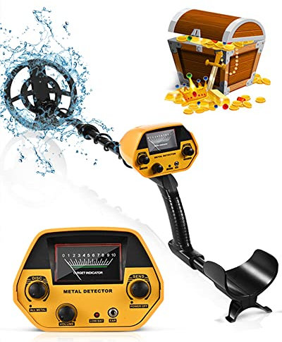 HIUYRFS Metalldetektoren Hohe Genauigkeit Metalldetektor Wasserdicht, Golddetektor Höhenverstellbare 78-108cm mit 25cm Suchspule und Kopfhöreranschluss 20cm Max Tiefe für Kinder und Erwachsene