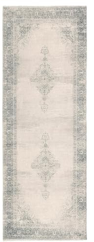Kelim Vintage Teppich Wohnzimmer Creme 80 X 290 cm - Moderner Kurzflor Teppich - Super Soft