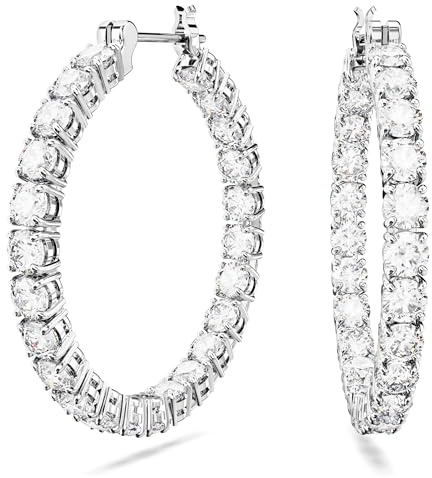 Swarovski Matrix Kollektion Kreolen, Rundschliff, Rhodiniert