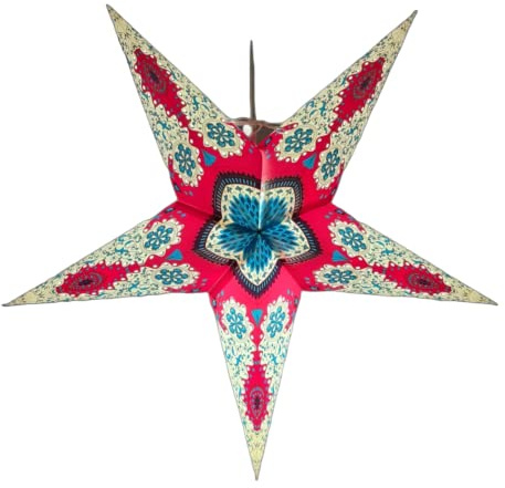 YEPSIO® Stor pappersstjärna 60 cm hängande lykta lampskärm lampskärm för födelsedag jul barn heminredning bröllopsfest röd 002