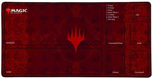 Konix Magic The Gathering Tapis de Souris Gaming XL 70 x 35 cm - Base antidérapante - Motif Plateau de Jeu - Rouge