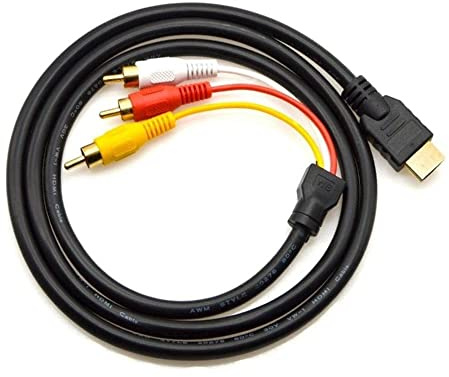 Baceyong Câble adaptateur HDMI mâle vers 3RCA audio vidéo, mâle vers 3RCA - Câble audio vidéo HD - Câble TV Top Box - 1,5 m