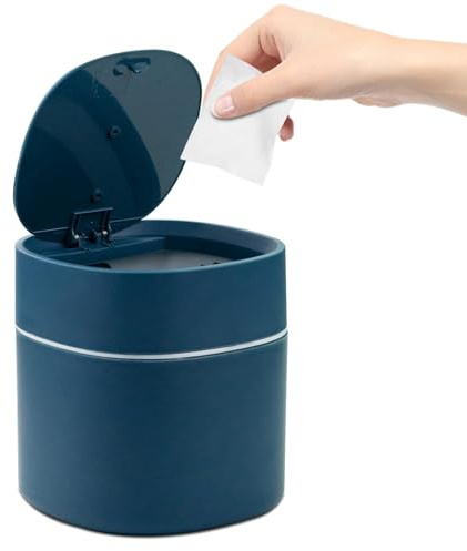 MAJOYLIFE Small Trash Can,Mini desktop bin with lid for desk,dressing table,bedside table etc (Green)