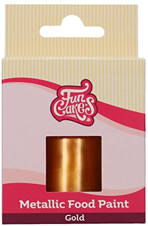 FunCakes Metallic Food Paint Gold: Erzeugen Sie metallische Effekte auf Fondant, Marzipan, Blütenpaste, Royal Icing und Kekse. 100% essbar, Halal, geeignet für Vegetarier und Veganer. 30 ml.