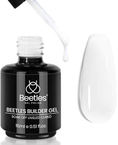 Beetles Builder Gel 15ml 7 in 1 Milky White Nagel-Verstärker, Weißes | Hartgel für Nägel, Jelly-Builder, Verlängerung, Nagelgel-Salon, DIY-Nagelkunst-Design