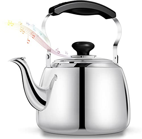 Tea Kettle, Stainless Steel Stovetop Whistling Tea Kettles 2L, Mirror Polished Food Grade Stainless Steel Tea Kettle Stovetop