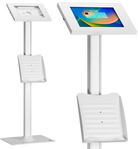 Support publicitaire pour Tablette Maclean, Fixation au Sol avec Dispositif de Verrouillage, 9,7-11, iPad/iPad Air/iPad Pro, Samsung Galaxy Tab A/Tab A7/Tab S6 Lite, MC-476W
