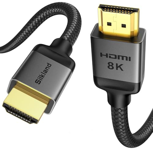 Silkland 10K 8K HDMI 2.1 Kabel 5m, 4K@120Hz, 48Gbps Ultra High Speed HDMI | eARC/ARC, HDR10, Geflochten, VRR, ALLM, HDCP2.3, HDMI Kabel 5m für TV, PS5, PC, Laptop, Monitor, Beamer, Soundbar, Heimkino