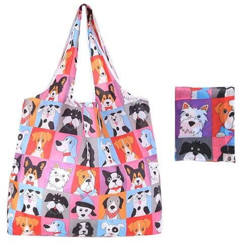 NyxSeat 1 Stück wasserdichte umweltfreundliche Welpentasche, faltbare Einkaufstasche mit großem Fassungsvermögen, umweltfreundliche bedruckte Handtasche, Einkaufstasche für Lebensmittel