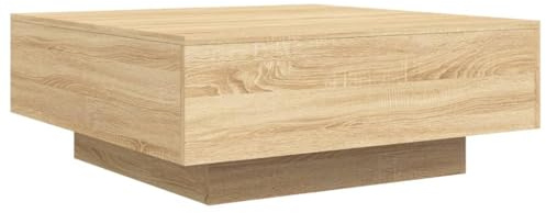 vidaXL Couchtisch mit LED-Leuchten Sonoma-Eiche 80x80x31 cm