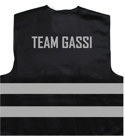 Team Gassi Hunde Warnweste BZW. Signalweste mit reflektierendem Aufdruck - Größe L/XL, Schwarz