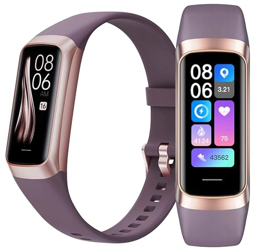 DIAWAY Smartband C60 Fitness Armband mit Bluetooth - Smartwatch Herren Damen - Alarm, Schlafüberwachung, Blutdruckmessung, Herzfrequenzmessung, Kalorienverbrauch und mehr - Lila