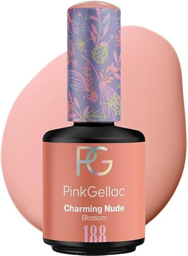 Pink Gellac Gel Nagellack UV, Veganes Nagelgel - 188 Charming Nude 15 ml | Gelnagellack für UV Lampe, Einfache Anwendung Nail Polish für 14 Tage Salonqualität, Gellack Made in Holland
