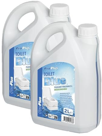 MULTIBROS Campingtoiletten Sanitärzusatz Toilettenflüssigkeit Fäkalientankzusatz Chemietoilette Set 2 x 2 Liter (2X Toilet Blue)