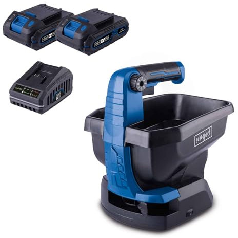 Scheppach Akku-Handstreuer C-GSP800-X 20V Universal Streuer | Streubreite 5m | Fassungsvermögen 3,5L | Drehzahl 1000-2200 min-1 | Flächenleistung 800m2 | 8 Streumengen | (mit 2X 2Ah Akku & Ladegerät)