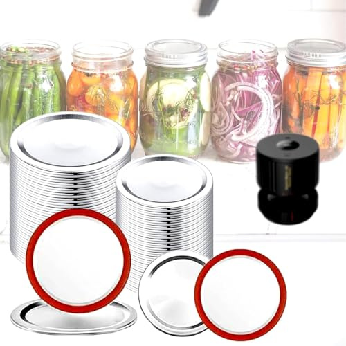 48 PCS Mason Jar Lids for Wide Mouth and Regular Mouth Mason Jars, Compatible with Electric Mason Jar Vacuum Sealer, Vacuum Seal Mason Jar Lids Only, Replaceable Electric Mason Jar Vacuum Sealer Lid