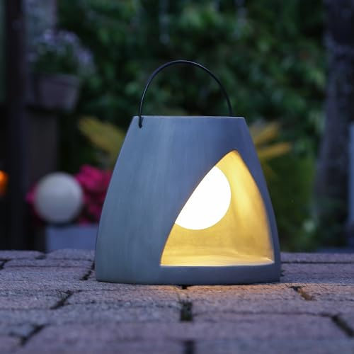 MARELIDA LED Solar Laterne - Kugellampe im Stein - Polyresin - 3 warmweiße LED - H: 19,5cm - grau