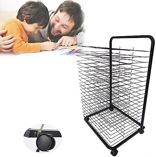 Kunst-Trockenständer für das Klassenzimmer, funktionaler und mobiler Farb-Trockenständer, abnehmbare Regale, Mal-Trockenständer mit Rädern, Stapelregal, 20 Regale
