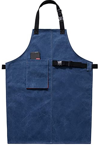 Arbeit Canvas Schürzen, Tischlerschürze, Werkstatt-Werkzeugschürze, robuste Arbeitsschürze aus gewachstem Segeltuch, Schweißschürze, Arbeitsschürze (Farbe: Blau, Größe: XL)(Color:Blue)